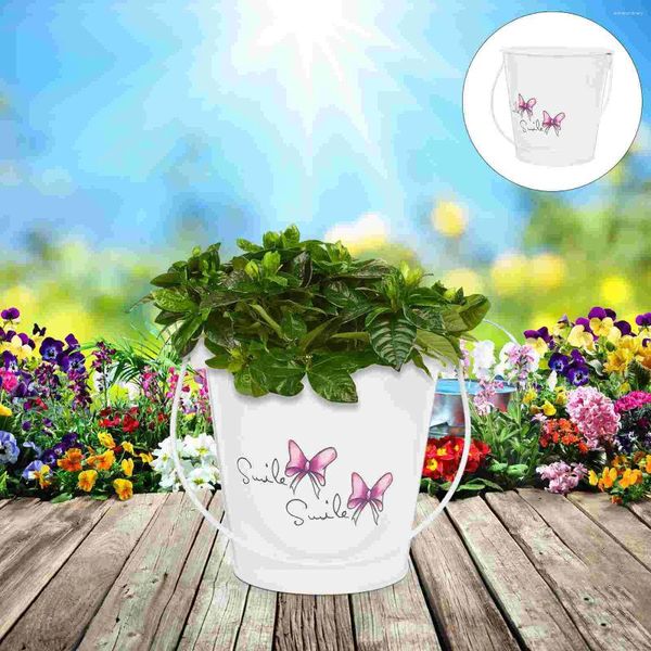 Vasos Tin Bucket Flower Pot Lixeira Vaso Criativo Vaso Praido de Ferro Lata Decorativa Vintage Vintage Recipiente de Flowerpot