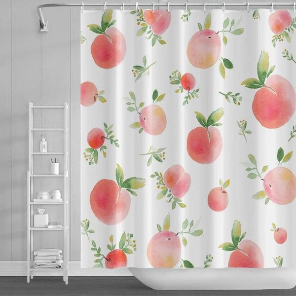 Tende per doccia cartone animato arance di frutta pesca pesche bagno decorazione vasca impermeabile tenda da bagno decorazioni per la casa con ganci