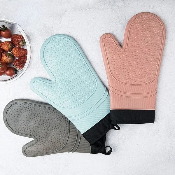 Силиконовые перчатки сгущенные хлопковые теплоизоляция Микроволновая печь Печь против рассеяния домашних перчаток