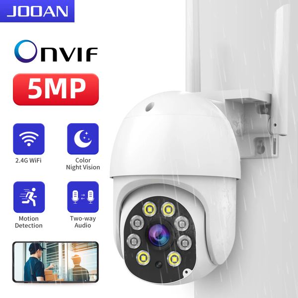 Kameras Jooan 5MP 3MP PTZ WiFi Camera Outdoor IP -Kamera Farbe Nacht Auto Tracking Onvif Überwachungskameras Street Security CCTV -Kamera