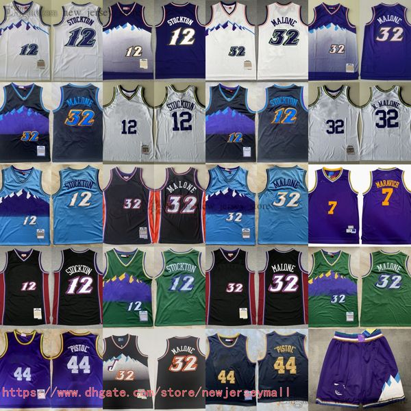 Classic retrò Mitchellness 1996-97 Basket 32 Karlmalone Jersey Trowback Vintage 12 Johnstockton Maglie traspirabili camicie sportive traspiranti 44pistol 7 Petemaravich