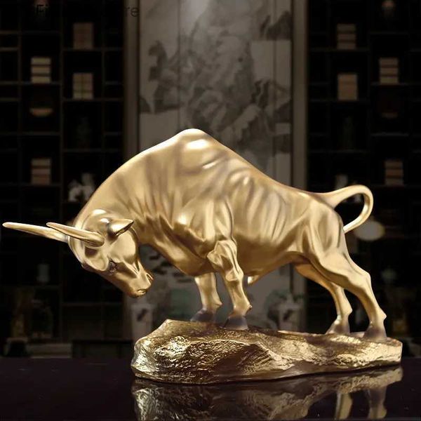 Arti e mestieri antichi resina bue ornamento imitazione bronzo statue animale scultura fiurine galline decorazioni per la casa accessori artigianato miniaturesl2447