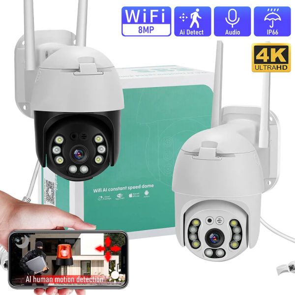 Ratos 8mp 4k Câmera externa Wi -Fi Câmeras de vigilância IP Proteção de segurança Home Shop Webcam IP66 Rastreamento automático de CCTV à prova d'água 360 °