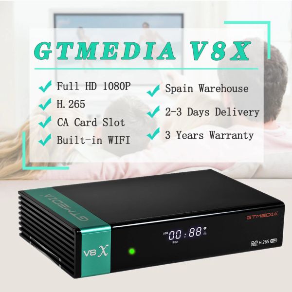 Box oryginalny gtmedia v8x odbiornik satlitarny full hd 1080p h.265 gtmedia v8x wbudowane wifi aktualizacji przez gtmedia v8 nova v9