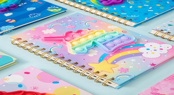 Fidget Toys Rainbow Notebbook Push Bubble Coverbook Notebooks Школьные канцелярские канцелярские товары Сенсорные подарки для детей 8310845