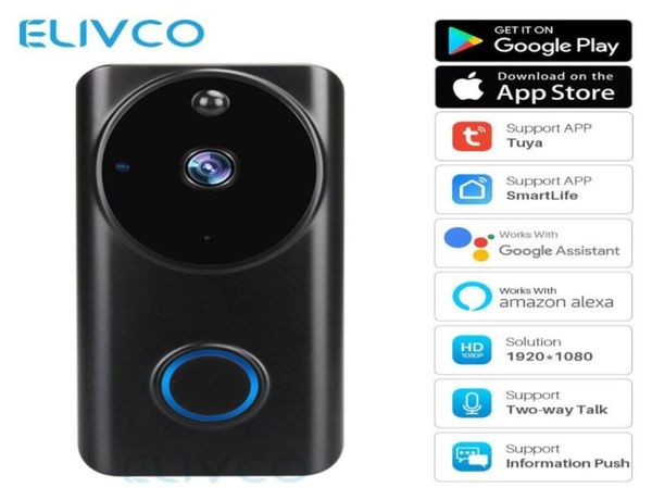 Telefones de porta de vídeo Tuya WiFi Doorbell trabalha com Alexa Assistant 1080p Smart Intercom Segurança da Câmera IP da Câmera IP Monitor5117461