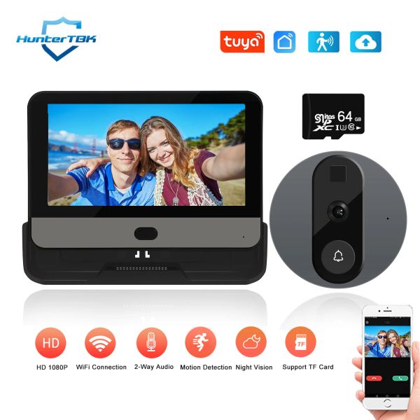 Campanelli 1080p tuya Camera da campanello Wifi Smart Home Video Wireless Video Piephole PIR Night Vision Audio Intercom Digital Door Viewer