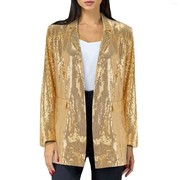 Женские костюмы Sequin Blazer Jackets for Women Blitter Сплошное цвето