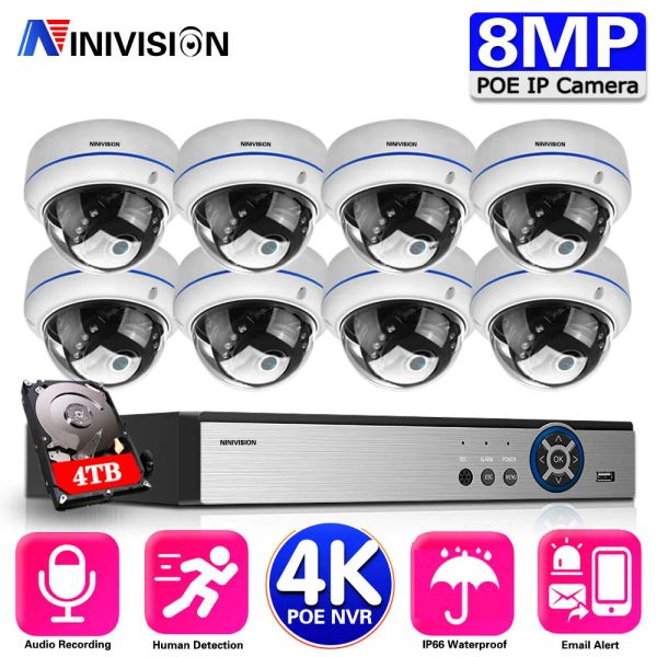 Sistema di telecamera di sicurezza CCTV Lens Home Video Surveillanc 8CH 4K 5MP Kit 8MP Kit AI AU AUDIO IP OUTDOOR SECUR CAMERA SECUR POE XMEYE APP NVR