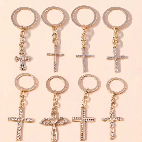 Schlüsselanhänger Lanyards Crystal Cross Schlüsselbund Herren Jesus Religiöses Glauben Geschenk Handtasche Anhänger DIY Schmuckzubehör Q240403