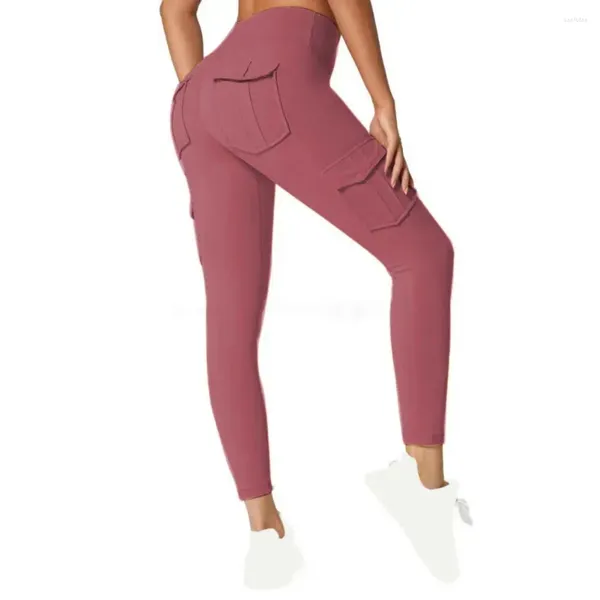 Frauenhose Frauen hohe Taille -Kontrolle mit Multi -Taschen -Leggings für den Lauf von Sport