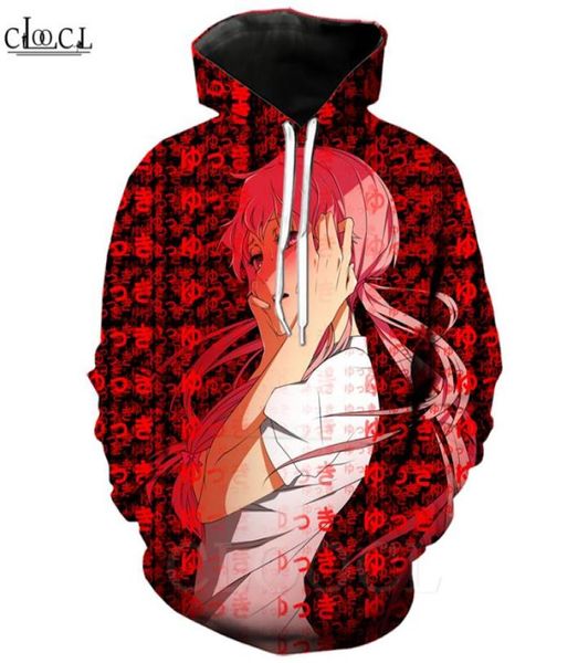 Anime japonês Futuro Diário Homens Homens Mulheres Capuz 3D Imprima o Futuro Diário Gasai Yuno Sorto Harajuku Streetwear Casual Coat5075071