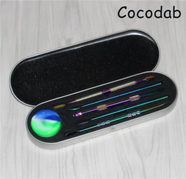 Set di utensili da villo in cera 5 colori arcobaleno argento in argento da 80 mm a 120 mm Strumento per barattolo asciutto di erbe vaporizzatore per tampone CERA CERA CERATURA1401916