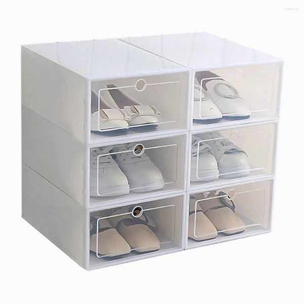 Tasche di gioielli a 6 pezzi Candy Color Shoe Box trasparente cassetto di armadio in plastica Rettangolo bianco