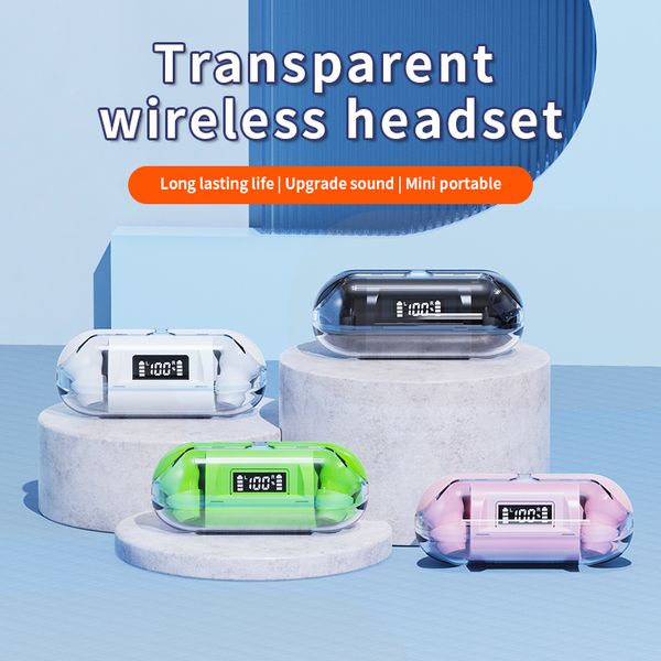 TWS TM20 Ohrhörer Bluetooth True Wireless Ohrhörer Kopfhörer Stereo Sound Rausch-Reduktion Gaming In-Ear-Headset mit transparenter Ladungskoffer