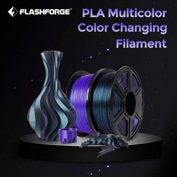 Fälle Flashforge PLA Pro Farb ändern Filament 1,75 mm 1 kg Multicolor -PLA für 3D -Druckdrucker Pen Burnt Titanium / Nebel lila