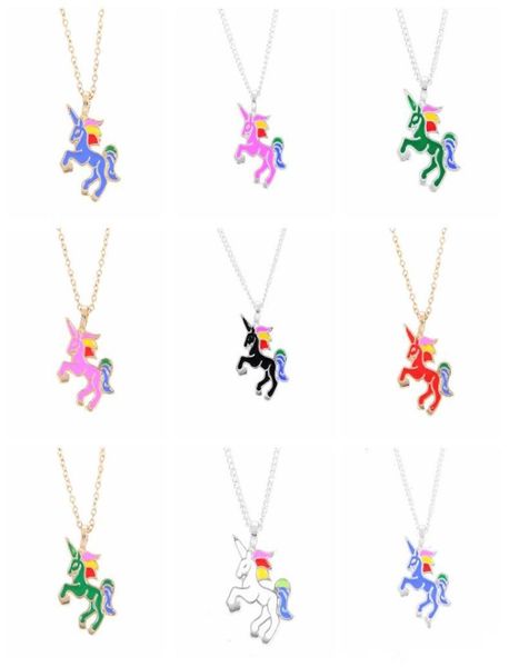 Gioielli per bambini Giolleria colorata glassa glassa olio arcobaleno collane unicorno a pendente semplice collana per bambini collana di compleanno di natale gi4999797