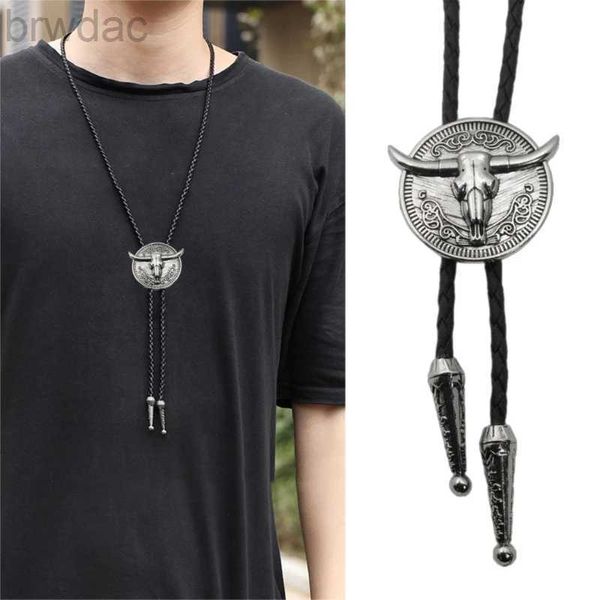 BOLO Ties Relief Ox Ox Testa Cravatta Bolo Tie per maschio Collana da sposa Collana da sposa festa da cowboy per camicia per camicia 240407