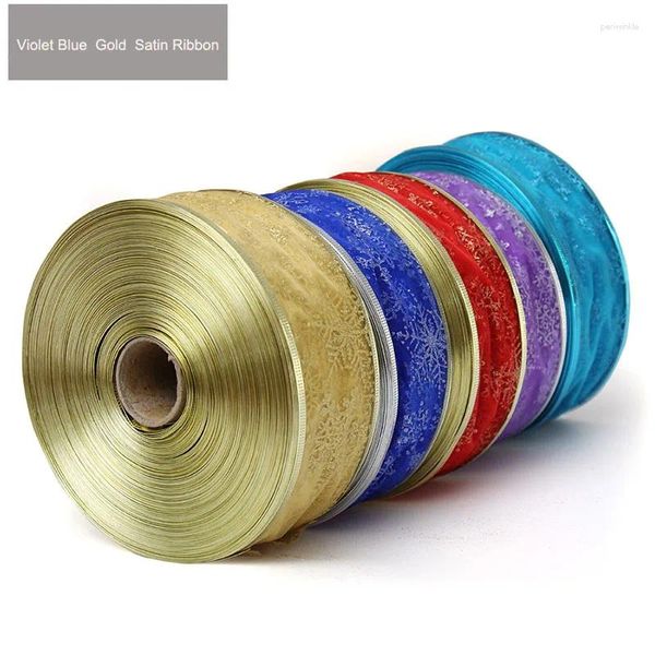 Party -Dekoration 1PCS Violet Blue Gold Satin Ribbon Home Hochzeit Geschenkwickel Weihnachtsjahr 2024 DIY Craft Material