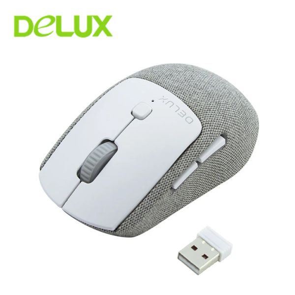 Карты Delux мини -беспроводной мыши портативный эргономичный компьютер Silent Mouse 6 кнопка 1600 DPI 2,4 ГГц USB Optical Game мыши для ноутбука ПК