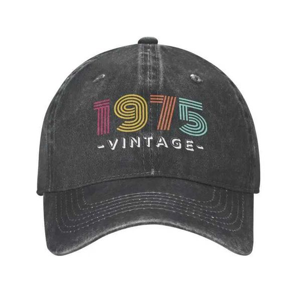 Caps de bola moda unissex retro algodão 1975 presente de aniversário chapéu de beisebol adulto pai ajustável feminino hip hop q240403