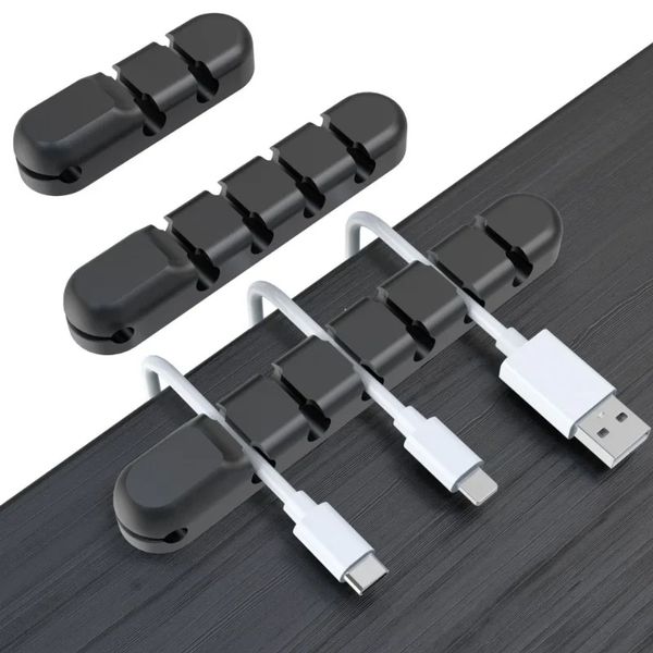 Organizzatore del cavo poroso in gomma USB Dati Avvolgibile Clip del cavo cavo Desktop Porta del cavo per tastiera per mouse