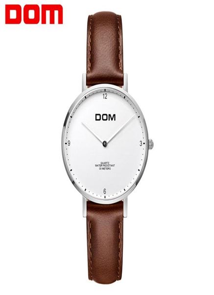 Brand Women observa o relógio de pulso de couro simples Dom G36 Lady Luxury Dial Watches MixMatch Relogio feminino marrom couro marrom224f5369028