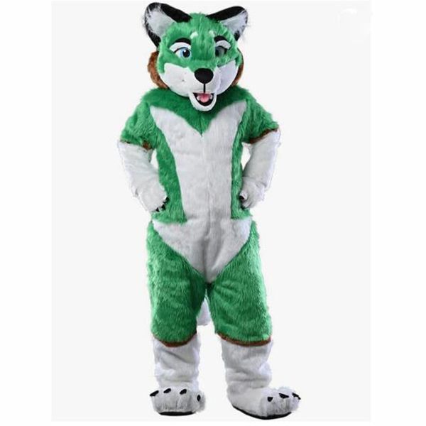 2024 Heißverkauf Halloween langhaarig grauer Wolf Hunde Maskottchen Kostüm Kostüm Carnival Custom Fancy Kostüm Charakter Kostüme