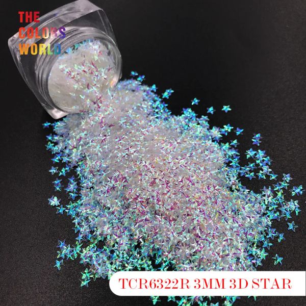 Glitter TCT176 Yıldız Şekli 3D Effect Renkli Parıltılı 3mm Tırnak Glitter Tırnak Sanatı Jel Dekorasyon Makyajı Makyajı Diy dekorasyon