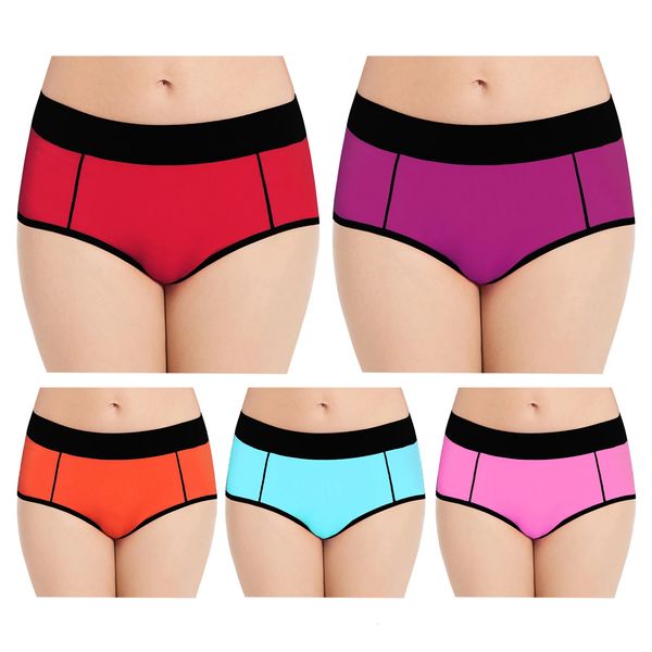 Pokarla 5pcs Damen bequeme Baumwolle Unterwäsche Mädchen mittelschwäch