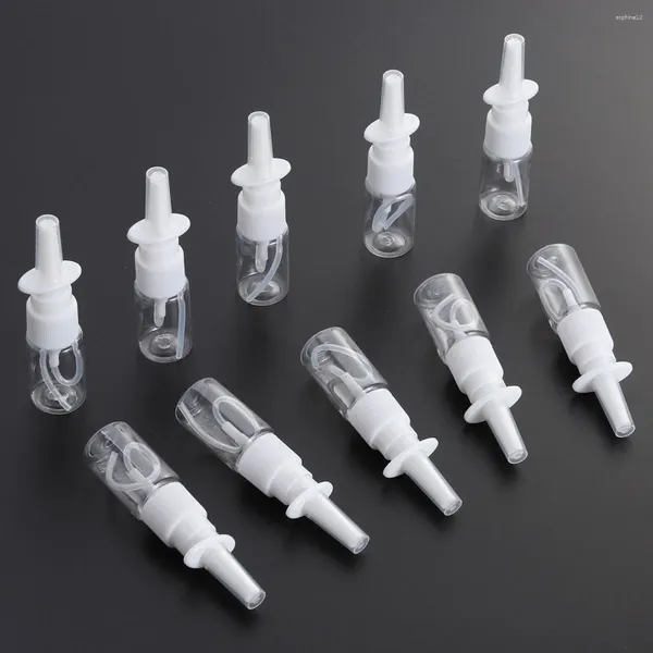 Bottiglie di stoccaggio 10 pezzi 10 ml di spruzzatore nasale portatile bottiglia rhinite a nebbia fine spray vuoto (spalla piatta trasparente da 10 m