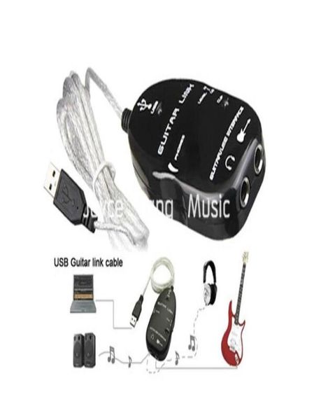 E -Gitarren -Schnittstelle Link Audio USB -Kabel -Kabeladapter zum Computer für PCMAC Black White2439385