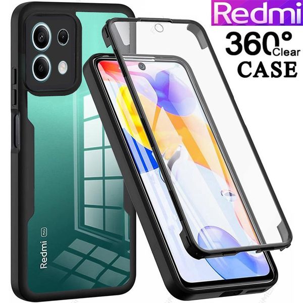 Silikon -Doppelabdeckung für Xiaomi Redmi Anmerkung 13 Pro Plus 14 x5 F5 x6 M6 C61 A3 13C Fall Film Bildschirm Beschützer Voller Abdeckung Schutz