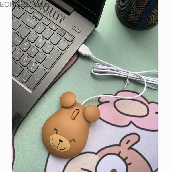 Mäuse Cartoon Tiger Frosch Big Eye Pink Frosch süßer kleiner Bär USB Wired Maus für Computer Laptop kreative Geschenke Y240407