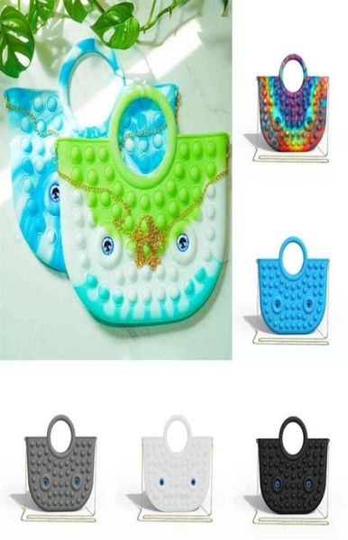 Sensory Push Toy Toy Simbag Rainbow Tie Dye Et Bubble на доску кошельки ручной сумки.