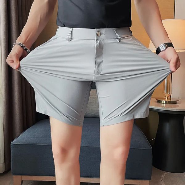 Herren im Korean-Stil Summer Casual Elastic Force Shorts/Male Slim Fit Hochqualitätsgeschäftsgeschäfts-Shorts Plus Size 29-36 240329