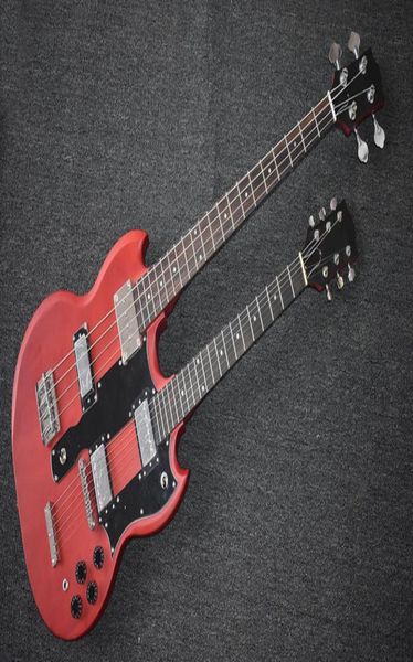 Factory Custom Double Neck Matte Red Electric Bass e Guitar