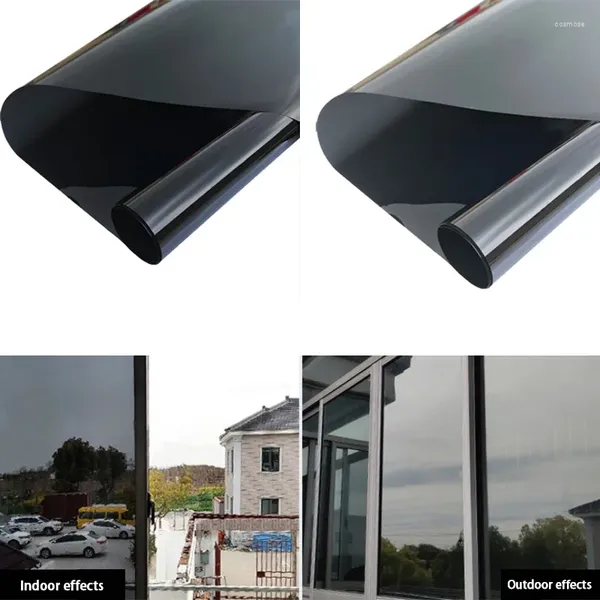 Pencere Çıkartmaları Karartma Gizlilik Film Elektrostatik Adsorpsiyon UV Koruma Tek yönlü ısı yalıtım Cam Sticker Ev Ofis Dekoru