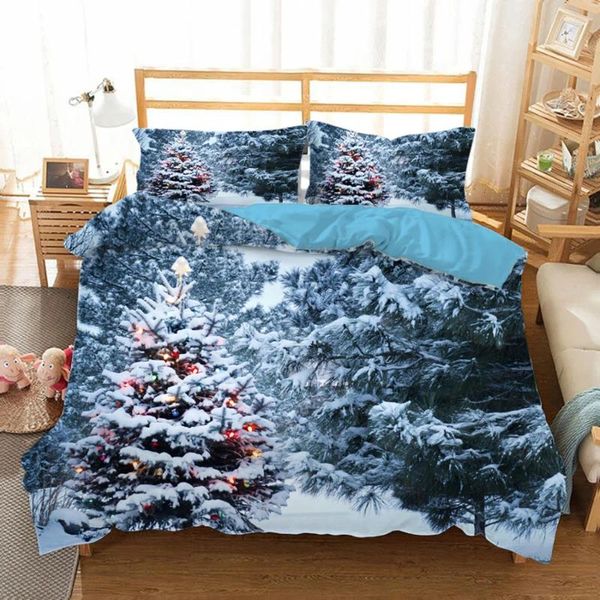 Наборы постельных принадлежностей 3D Set Winter Snow Snawery Prise Print Print Cover для взрослых детей King Size Quilt Quilt Quilt Cormeration