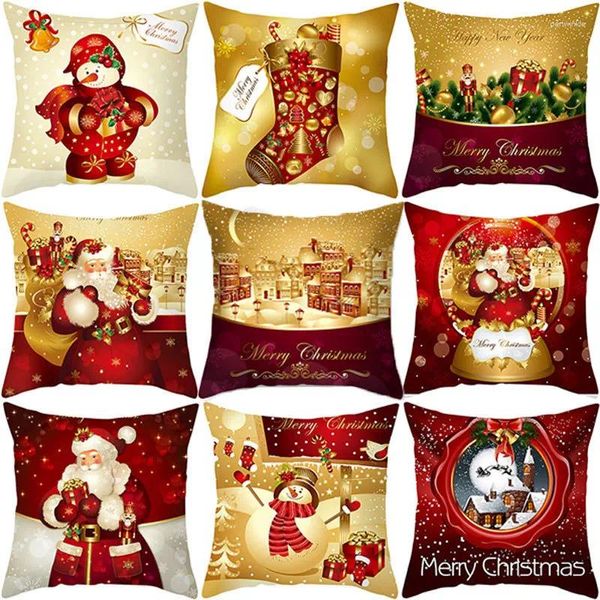 Travesseiro 2024 3pcs 45cm Capas de natal desenho animado santa travesseiro familiar sala de estar decoração de cama de carro