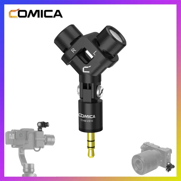 Brillen Stereo Mikrofon Comica CVMVS10 XY Cardioid Mini -Mikrofon für Goprokamera, Android -Smartphone -Videoaufzeichnung ((3,5 mm TRS)