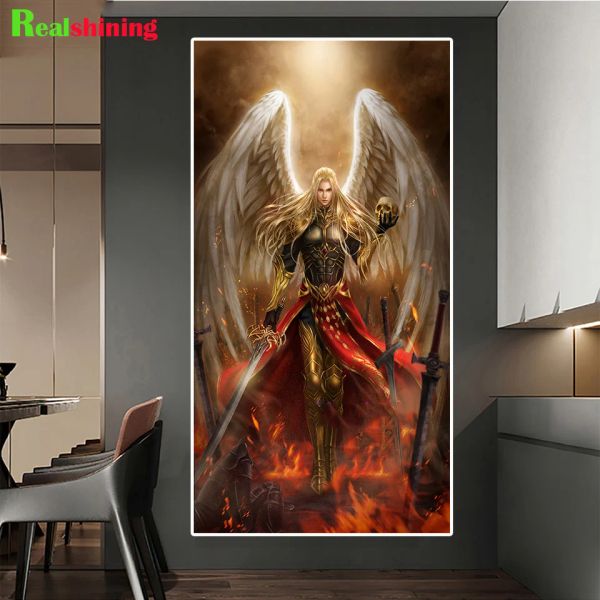 Beschützer Absurdres Angel Girl Wings Rüstung Diamant Malerei Fantasie Kunst Gothic Angels DIY Strass -Picture Cross Kits J433