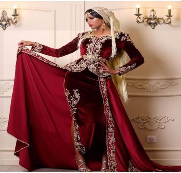 Abiti da ballo a maniche lunghe Karakou Algerian Outfit sirena abiti da sera in pizzo Appliques musulmani Vestidos formali DE Gala8696939