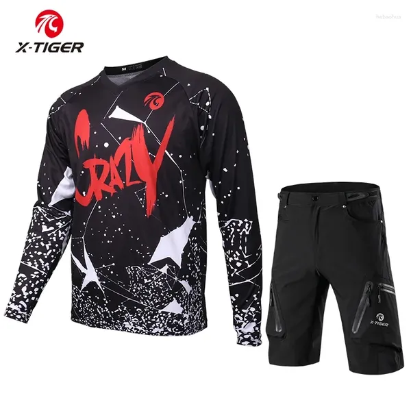 Set di corse X-Tiger Pro Cicling Maglie da ciclismo set autunno mtb shorts bicchetta a maniche lunghe in bicicletta rapida