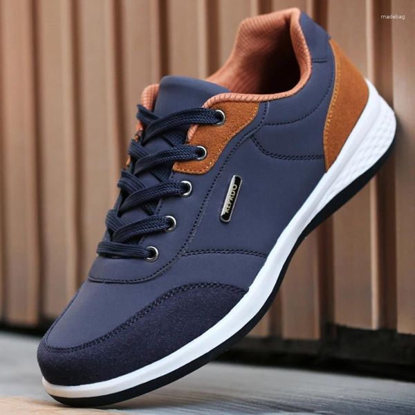 Lässige Schuhe Männer Leder Sneakers Trend Mode atmungsaktiv