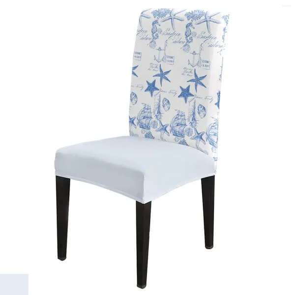 Chega a cadeira Blue Ocean Starfish Conch Conche Seahorse Tampa de Ancoragem Estrutura da sala de jantar elástica Slipcover Spandex Case para Office