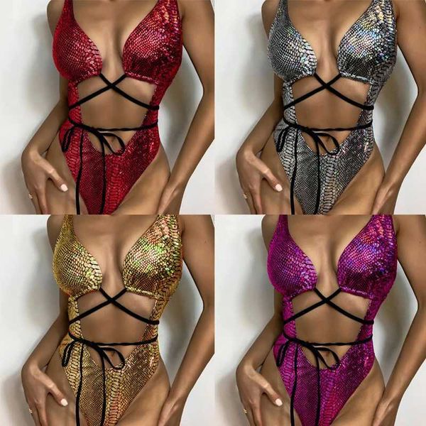 Frauen Badebekleidung 10 Farben Gogo Danzkostüme Sexy Laser Pole Dance Bodysuit Ausschnitt Badeanzug Frauen Bar Nachtclub DS DJ Bühnenstrahl Outfits XS6271 J240403