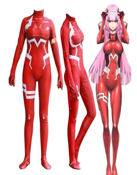 Anime 3d Women Liebling im Franxx 02 Zero Two Cosplay -Kostüm Zentai BodySuit Anzug Jumpsuits22079223876