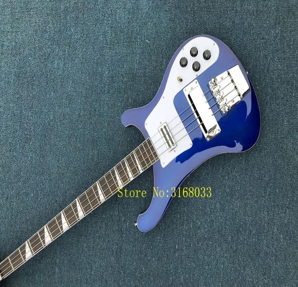 Целая высококачественная Rick 4003 Blue 4 Strings Electric Bass Guitar 6864582