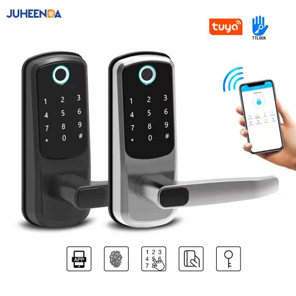 Lock Tuya Wi -Fi Smart Lock BioMetric Pingsprint Digital Keypad RFID -карта без ключа Single Deadbolt Ttlock App Электронные дверные блокировки